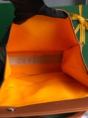 SAINT LÉGER BACKPACK 35 IN BROWN GOYARDINE CANVAS AND CALFSKIN WITH CARTOON PATCH