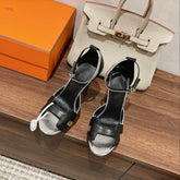 H - CLASSIC SANDAL 125 BLACK MIX BRIGHT SILVER LAMBSKIN