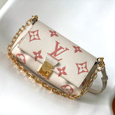 FAVORITE BAG 24 IN BEIGE MIX PINK MONOGRAM SOFT GRAINED COWHIDE