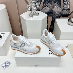 FLOW RUNNER SNEAKER IN WHITE IVORY SUEDE AND SHEEPSKIN