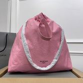 CRUSH LARGE TOTE BAG 46 IN PINK CRUSHED CALFSKIN SILVER HARDWARE