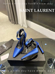 SL FANNY SLINGBACK PUMPS COBALT SATIN