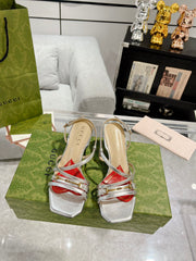 HIGH HEEL 65MM IN SILVER CALFSKIN WITH RED HEART