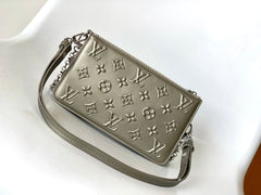 LV 25S LEXINGTON PREMIUM ORIGINAL HANDBAG 21 IN BEIGE GRAY MOONOGRAM CALFSKIN SHIMMERING METALLIC GOLD
