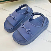 HORSEBIT FLATFORM SANDAL 5 CM IN AEGEAN BLUE IMPORTED TPU