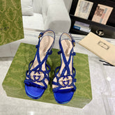 GG CRYSTAL HIGH HEEL SANDAL AZURE CALFSKIN SPECIAL