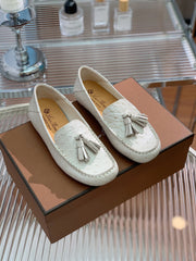 LP SPECIAL DOT SOLE WALK LOAFERS WHITE LAMBSKIN