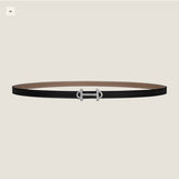 HM GAMMA BUCKLE & REVERSIBLE KHAKI BROWN AND BLACK LEATHER STRAP 13MM SILVER HARDWARE