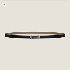 HM GAMMA BUCKLE & REVERSIBLE KHAKI BROWN AND BLACK LEATHER STRAP 13MM SILVER HARDWARE