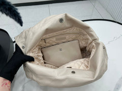 CC LARGE 42 HANDBAG IN BEIGE CREAM CALFSKIN SILVER HARDWARE