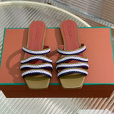 LP SPRIGHTLY CHARMS FLAT SANDAL WHITE AND OLIVE CALFSKIN