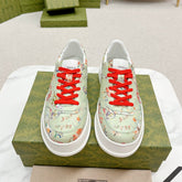 GG TRAINER SAGE CALFSKIN WITH FLOWERS PATTERN