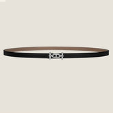 HM ANCRE BUCKLE & REVERSIBLE BLACK AND KHAKI BROWN LEATHER STRAP 13MM SILVER HARDWARE