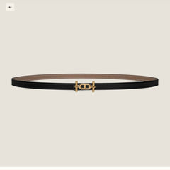 HM ANCRE BUCKLE & REVERSIBLE BLACK AND KHAKI BROWN LEATHER STRAP 13MM GOLD HARDWARE