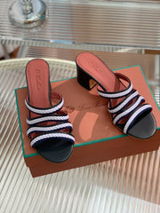 LP SPRIGHTLY CHARMS MID-SANDAL WHITE AND BLACK CALFSKIN