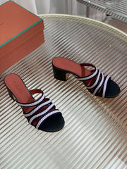 LP SPRIGHTLY CHARMS MID-SANDAL WHITE AND BLACK CALFSKIN