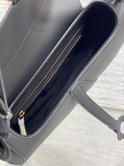 SADDLE BAG 24 IN BLACK CALFSKIN BLACK HARDWARE