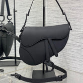 SADDLE BAG 24 IN BLACK CALFSKIN BLACK HARDWARE
