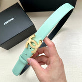 CC 30MM BELT IN GREEN MINT AND BLACK CALFSKIN WITH GOLD HARDWARE