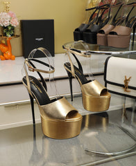 SL SUPER HIGH HEELS SANDAL METALLIC GOLD CALFSKIN