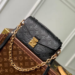 POCHETTE MÉTIS EAST WEST 21 IN GUN METAL EMBOSSED CALFSKIN GOLD HARDWARE