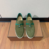 LP CHARMS WALK BABOUCHE LOAFERS OLIVE AND PINE SUEDE