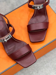 Glamour 75 Sandal Red Brown Leather