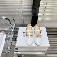 FLAT SANDALS WITH DOUBLE STRAP-DESIGN LEATHER WHITE