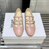 FLAT SANDALS WITH DOUBLE STRAP-DESIGN LEATHER ROSE PINK