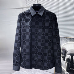 LV LONG-SLEEVED SHIRT IN BLACK DAMIER COTTON 238803