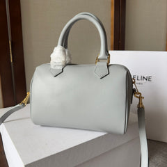 EMBOSSED CELINE TOP HANDLE BAG 20 IN GREY CALFSKIN