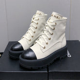 MARTIN SHORT BOOTS WHITE MIX BLACK LAMBSKIN