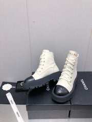 MARTIN SHORT BOOTS WHITE MIX BLACK LAMBSKIN