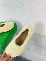 ATOMIC SHEARLING BALLERINA FLATS LIGHT YELLOW