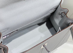 KELLY 25CM IN GRIS PERLE EPSOM CALFSKIN PALLADIUM HARDWARE