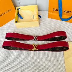 LV Initiales 30mm Reversible Belt Gold Rotating Buckle Burgundy Brown Leather