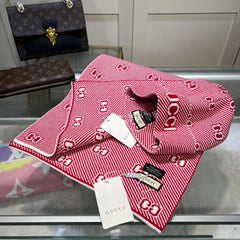 SET SCARF AND HAT IN PUNCH PINK MIX WHITE WOOL AND CASHMERE 946332