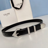 Medium Spike Belt 25mm Black Calfskin Loop Silver Shw