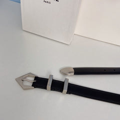 Medium Spike Belt 25mm Black Calfskin Loop Silver Silver Finishing