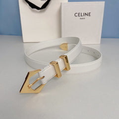 Medium Spike Belt 25mm White Calfskin Loop Gold Ghw