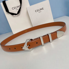 Medium Spike Belt 25mm Tan Calfskin Loop Silver Shw