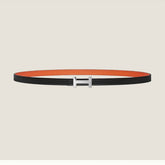 HM FOCUS BUCKLE & REVERSIBLE ORANGE AND BLACK LEATHER STRAP 13MM SILVER HARDWARE