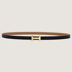 HM FOCUS BUCKLE & REVERSIBLE TAWNY BROWN AND BLACK LEATHER STRAP 13MM GOLD HARDWARE