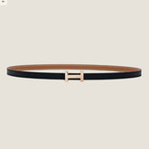 HM FOCUS BUCKLE & REVERSIBLE BLACK AND TAWNY BROWN LEATHER STRAP 13MM COPPER HARDWARE