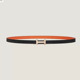 HM FOCUS BUCKLE & REVERSIBLE BLACK AND ORANGE LEATHER STRAP 13MM COPPER HARDWARE