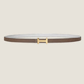 HM FOCUS BUCKLE & REVERSIBLE PEANUT BROWN AND WHITE LEATHER STRAP 13MM GOLD HARDWARE
