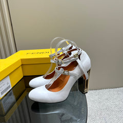 FENDI DELFINA HIGH-HEELED 85 MM SANDAL IN WHITE LAMBSKIN