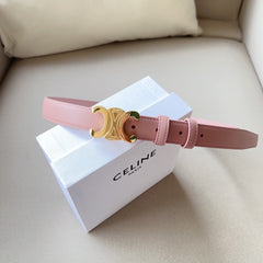 CL MEDIUM 25 MM TRIOMPHE BELT IN PEACHY PINK LEATHER GOLD HARDWARE