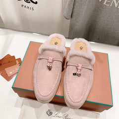 LP CHARMS WALK BABOUCHE LOAFERS LIGHT PINK FLEECE