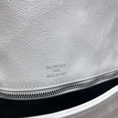 BB SOFT FLAP BAG 36 IN WHITE PEACH CALFSKIN SILVER HARDWARE